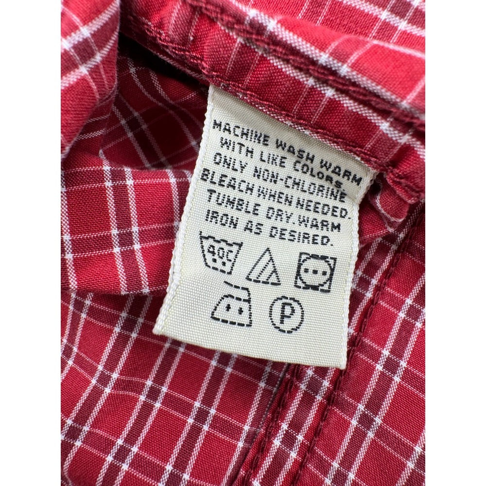 Eddie Bauer Button Front Shirt Mens Large Red Micro Check Plaid Long Sleeve L - Picture 5 of 9